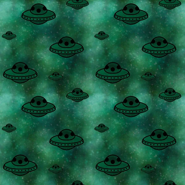 Spaceship Seamless Ufo Pattern Kids Clothes Print Accessories Wrapping Paper — Photo