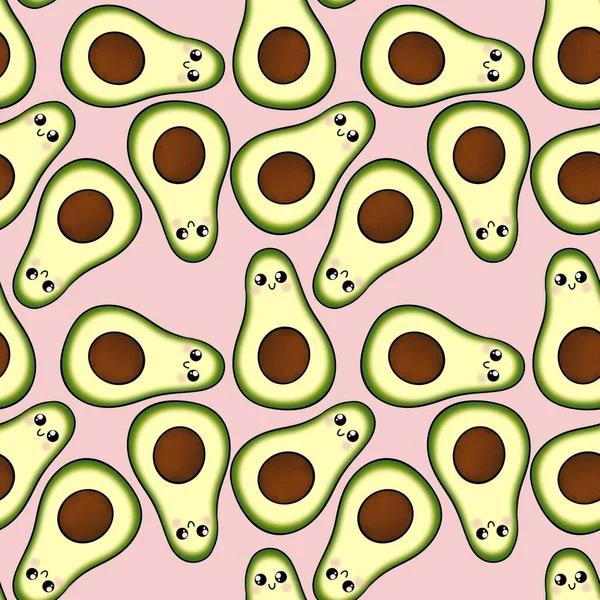 Seamless Cute Avocado Pattern Fabrics Textiles —  Fotos de Stock