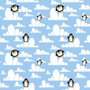 Noel gazetesini, elbiseleri, baskıyı, çocukları, aksesuarları ve defterleri paketlemek için kusursuz penguen desenleri. Yüksek kaliteli illüstrasyon