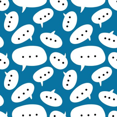 Kağıt, çocuk, kumaş, aksesuar ve kıyafet baskısı için kusursuz metin balonu desenleri. Yüksek kaliteli illüstrasyon