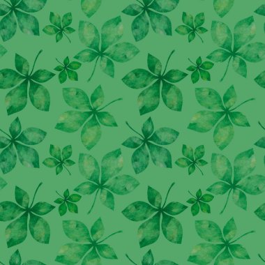 Sonbahar dikişsiz kestane yaprakları kumaşlar, ambalaj kağıtları, kıyafet baskıları ve çocuklar için desen oluşturuyor. Yüksek kaliteli illüstrasyon