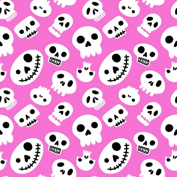 Halloween seamless cartoon sculls pattern for festive accessories and wrapping paper and fabrics and clothes print and kids and notebooks. High quality illustration