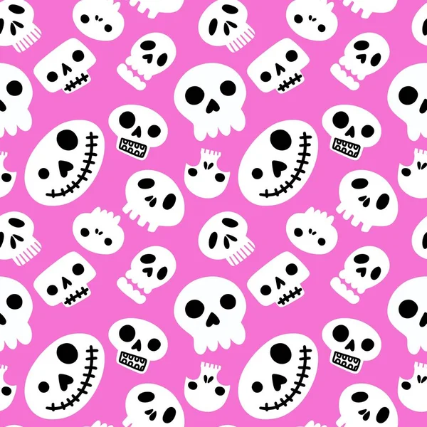 Halloween Seamless Cartoon Sculls Pattern Festive Accessories Wrapping Paper Fabrics — Stockfoto