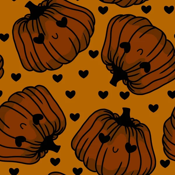 Cute Cartoon Halloween Seamless Kawaii Pumpkins Pattern Kids Wrapping Paper — Stockfoto