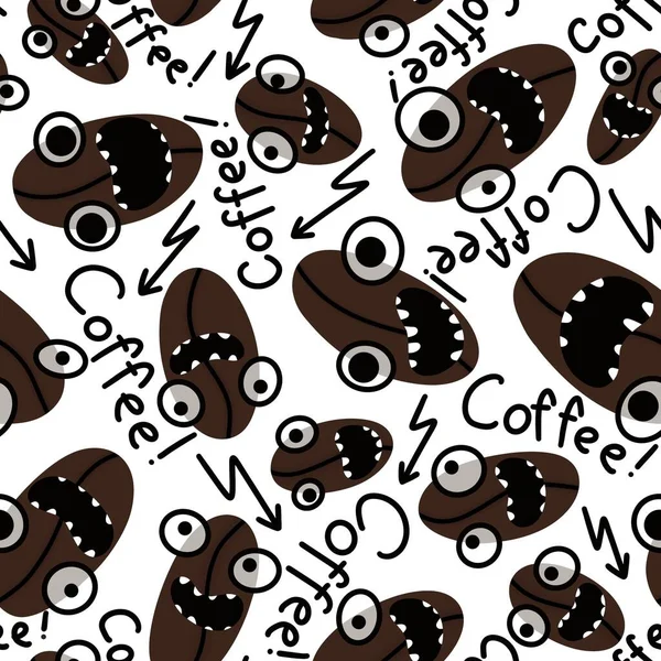 Cartoon breakfast seamless coffee character pattern for clothes print and wrapping paper and menu and shops and accessories and notebooks. High quality illustration