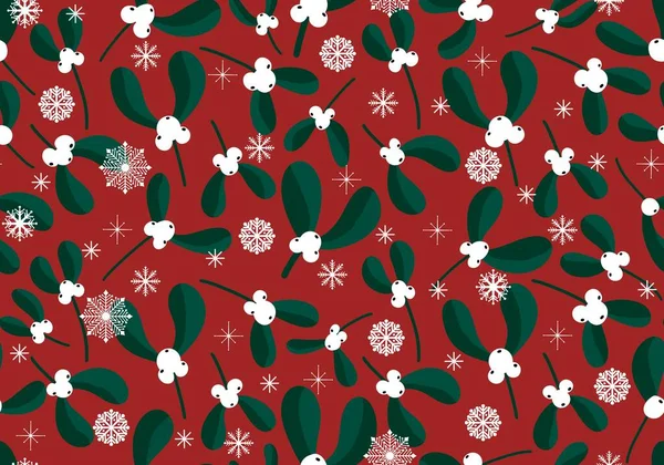 Winter Christmas Seamless Mistletoe Floral Pattern New Year Wrapping Paper — Zdjęcie stockowe