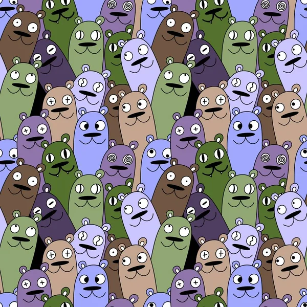 Halloween Seamless Cartoon Bear Monsters Pattern Wrapping Paper Clothes Print — 스톡 사진