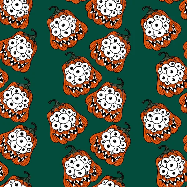 Halloween Seamless Monster Pumpkins Eyes Pattern Wrapping Paper Fabrics Accessories — Stock Photo, Image