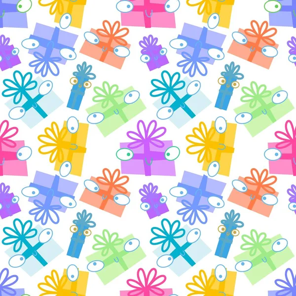 Birthday Gifts Box Seamless Pattern Christmas Wrapping Paper Accessories Notebooks — Photo