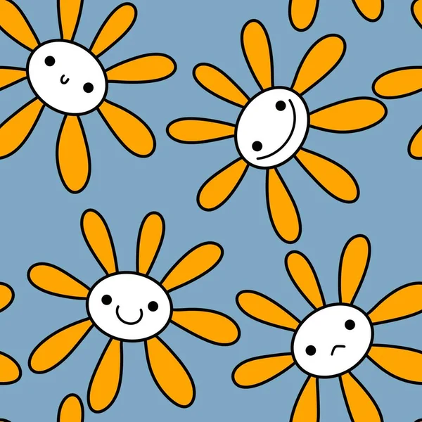 Cartoon Kids Floral Seamless Flower Pattern Fabrics Wrapping Paper Clothes — 스톡 사진