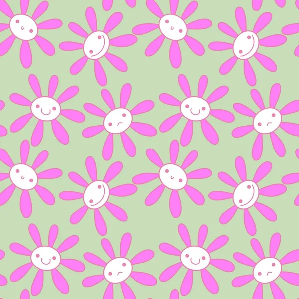 Мультфильм Детей Цветочный Бесшовный Цветочный Узор Тканей Оберточной Бумаги Одежды — стоковое фото