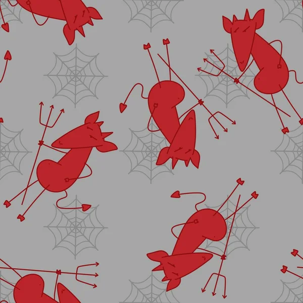 Halloween Seamless Cartoon Evil Devil Pattern Wrapping Paper Clothes Print — Stok fotoğraf