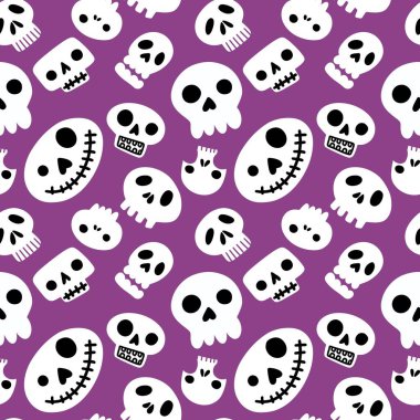 Cadılar Bayramı 'nın kusursuz karikatür şekilleri şenlik aksesuarları, ambalaj kağıtları, kumaşlar, kıyafet baskıları, çocuklar ve defterler için. Yüksek kaliteli illüstrasyon