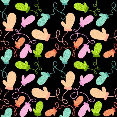 Winter warm kids gloves seamless Christmas weather pattern for wrapping paper and clothes print and accessories and notebooks . High quality illustration