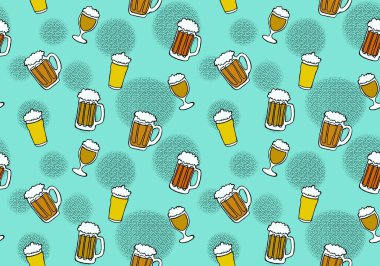 Beer seamless octoberfest pattern for wrapping paper and menu and clothes print and accessories and notebooks and festive. High quality illustration