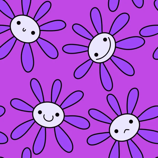 Desenhos Animados Crianças Floral Padrão Flor Sem Costura Para Tecidos — Fotografia de Stock