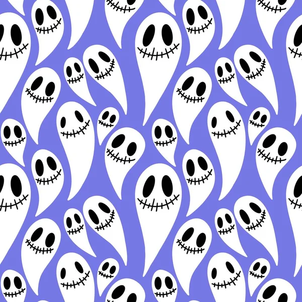 Patrón Fantasma Dibujos Animados Sin Costuras Halloween Otoño Para Telas —  Fotos de Stock