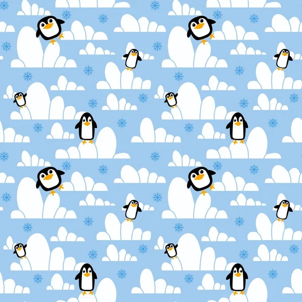 Winter Cartoon Seamless Penguin Pattern Wrapping Christmas Paper Clothes Print — Zdjęcie stockowe
