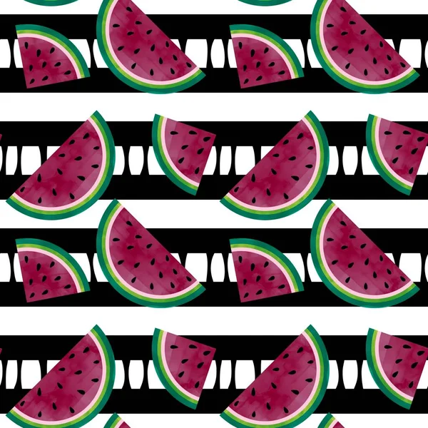 Summer Fruit Seamless Watermelon Cartoon Slice Pattern Clothes Print Wrapping — Stockfoto