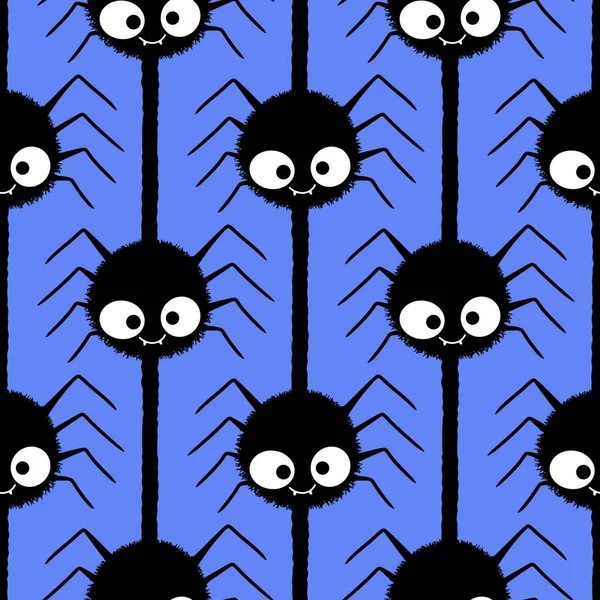 Desenhos Animados Halloween Padrão Aranha Sem Costura Para Papel Embrulho — Fotografia de Stock
