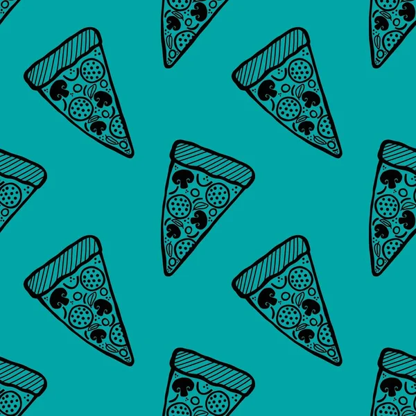Padrão Menu Alimentos Sem Costura Pizza Desenhos Animados Para Tecidos — Fotografia de Stock