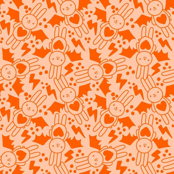 Halloween rabbit vampire seamless cartoon pattern for wrapping paper and clothes print and kids and fabrics and accessories and notebooks and festive. High quality illustration