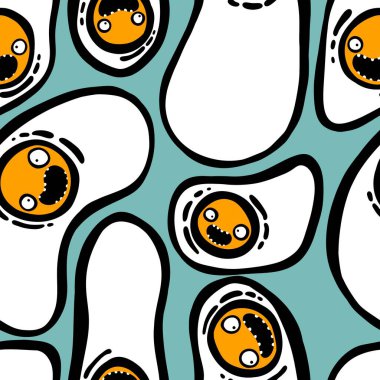 Çizgi filmdeki çocuklar çırpılmış yumurta desenleri. Kağıt, kıyafet baskısı, kumaş, aksesuar ve defterler için. Yüksek kaliteli illüstrasyon