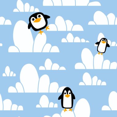 Noel gazetesini, elbiseleri, baskıyı, çocukları, aksesuarları ve defterleri paketlemek için kusursuz penguen desenleri. Yüksek kaliteli illüstrasyon