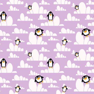 Noel gazetesini, elbiseleri, baskıyı, çocukları, aksesuarları ve defterleri paketlemek için kusursuz penguen desenleri. Yüksek kaliteli illüstrasyon