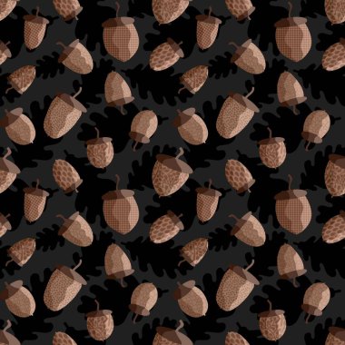 Kıyafet baskısı, not defterleri, kumaşlar, ambalaj kağıtları, hobiler ve okul için dikişsiz meşe palamudu deseni. Yüksek kaliteli illüstrasyon