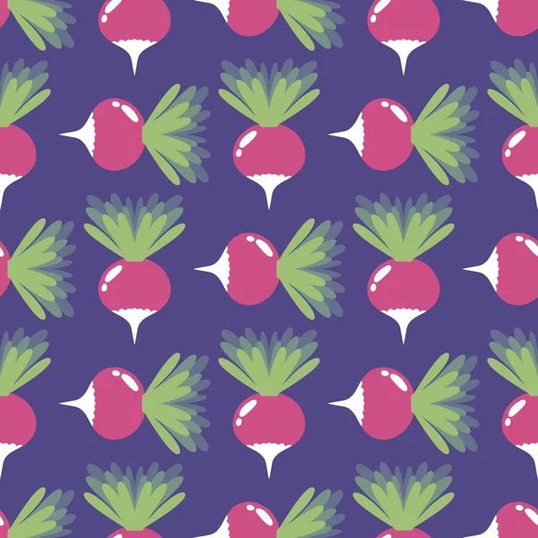 Red Radish Seamless Vegetable Cartoon Pattern Wrapping Paper Clothes Print — Stockfoto