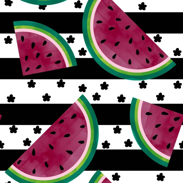 Summer Fruit Seamless Watermelon Cartoon Slice Pattern Clothes Print Wrapping — Stok fotoğraf