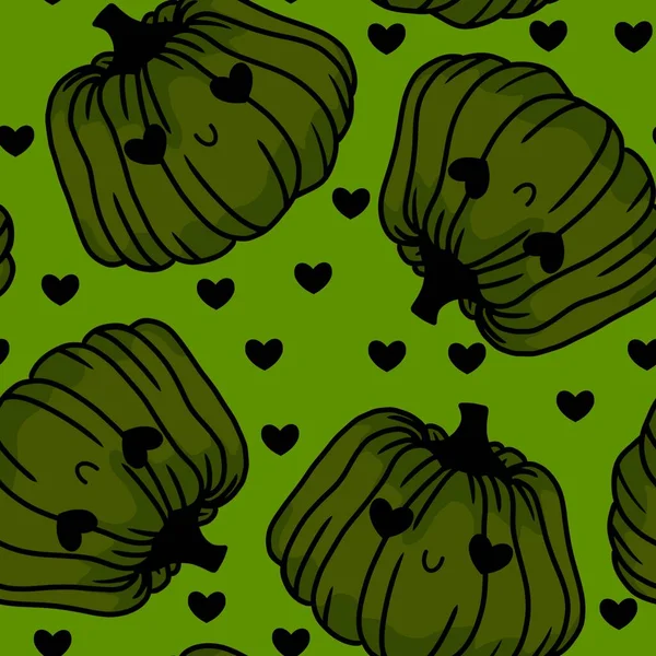 Cute cartoon Halloween seamless kawaii pumpkins pattern for kids and wrapping paper and clothes print and accessories and notebooks. High quality photo
