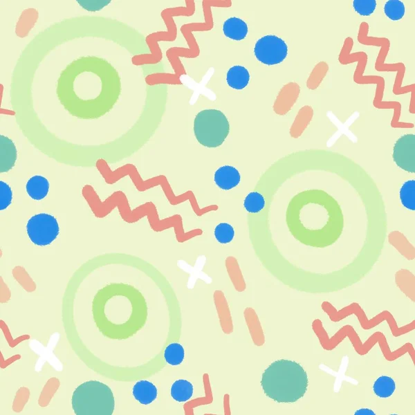 Abstract Circle Seamless Cartoon Objects Pattern Clothes Print Wrapping Paper — Fotografia de Stock