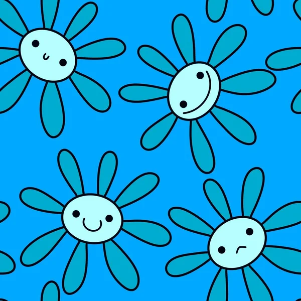 Cartoon Kids Florales Nahtloses Blumenmuster Für Stoffe Und Packpapier Und — Stockfoto