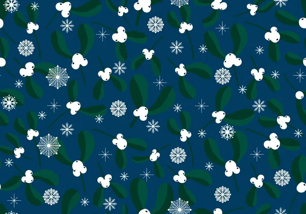 Зимнее Рождество Бесшовные Омелы Цветочный Узор Нового Года Оберточной Бумаги — стоковое фото