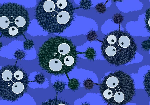 Cartoon Fluffy Monsters Seamless Halloween Aliens Pattern Clothes Print Wrapping — Foto de Stock