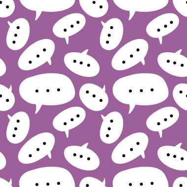 Kağıt, çocuk, kumaş, aksesuar ve kıyafet baskısı için kusursuz metin balonu desenleri. Yüksek kaliteli illüstrasyon