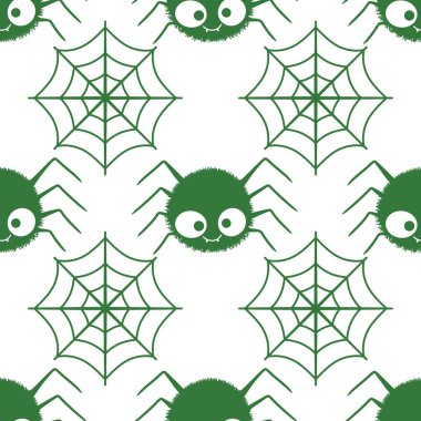 Karikatür cadılar bayramında kağıt, giysi baskısı, çocuklar, şenlik, aksesuar ve defterler için kusursuz örümcek deseni. Yüksek kaliteli illüstrasyon