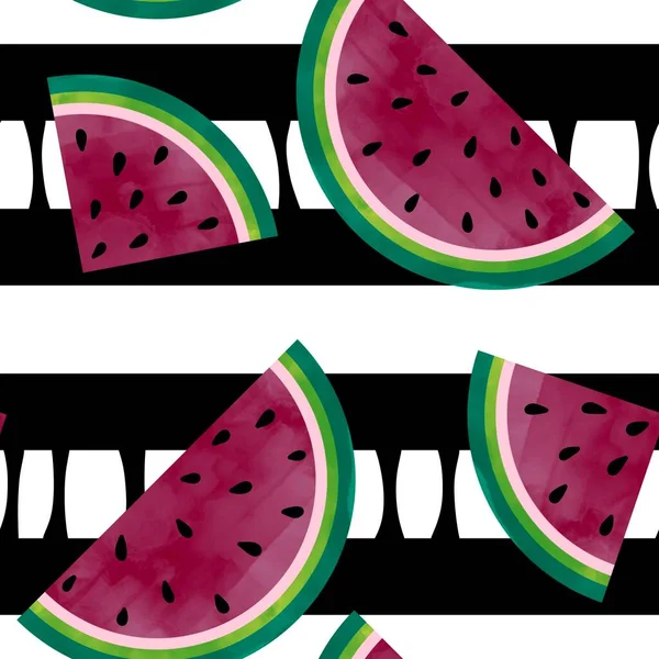 Summer Fruit Seamless Watermelon Cartoon Slice Pattern Clothes Print Wrapping — Stockfoto