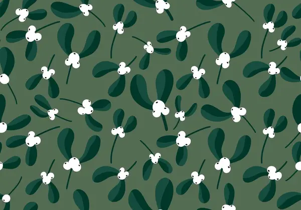 Winter Christmas Seamless Mistletoe Floral Pattern New Year Wrapping Paper — Stock Photo, Image