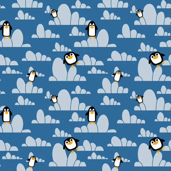 Winter cartoon seamless penguin pattern for wrapping Christmas paper and clothes print and kids and accessories and notebooks. High quality illustration