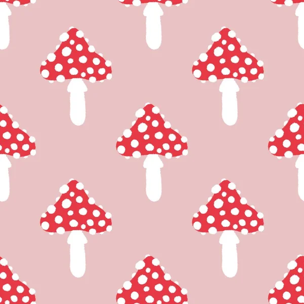 Autumn Forest Seamless Cartoon Mushrooms Pattern Fabrics Kids Wrapping Paper — Stock Photo, Image