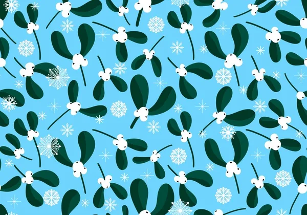 Winter Christmas seamless mistletoe floral pattern for new year wrapping paper and fabrics and kids and notebooks and clothes print. High quality illustration