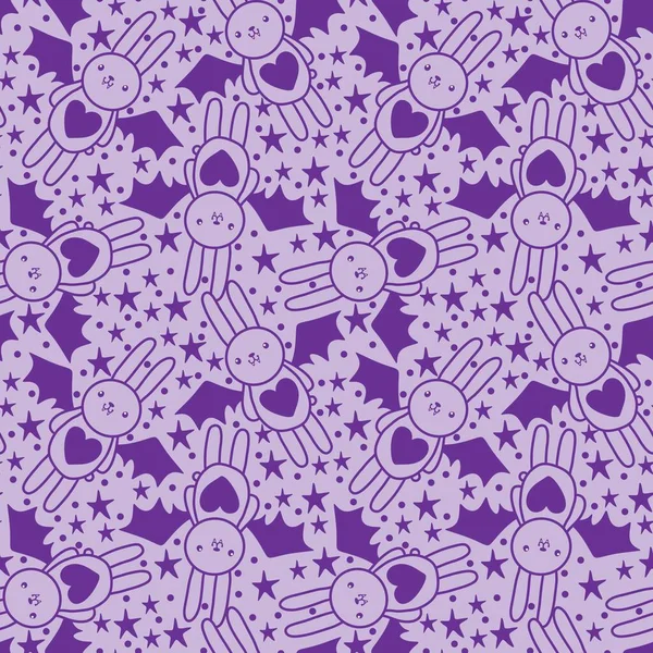 Halloween Rabbit Vampire Seamless Cartoon Pattern Wrapping Paper Clothes Print — 스톡 사진