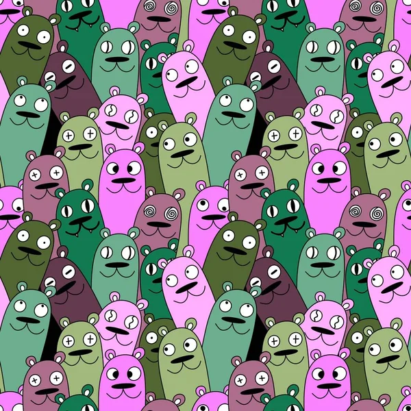 Halloween Seamless Cartoon Bear Monsters Pattern Wrapping Paper Clothes Print — ストック写真