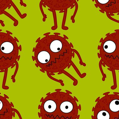 Giysi baskısı, ambalaj kağıdı, aksesuar, not defteri ve doktorlar için tıpsız koronavirüs deseni. Yüksek kaliteli illüstrasyon