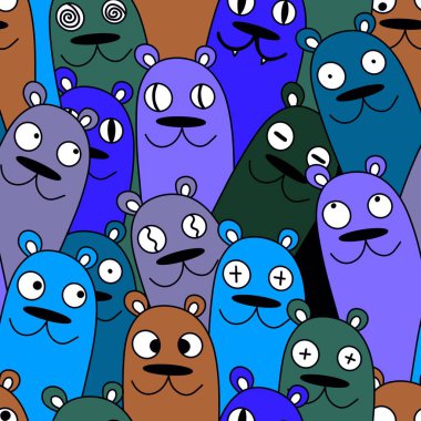 Cadılar Bayramı 'nda kağıt, kıyafet baskısı, kumaş, aksesuar ve çocuklar için kusursuz çizgi film ayı desenleri. Yüksek kaliteli illüstrasyon