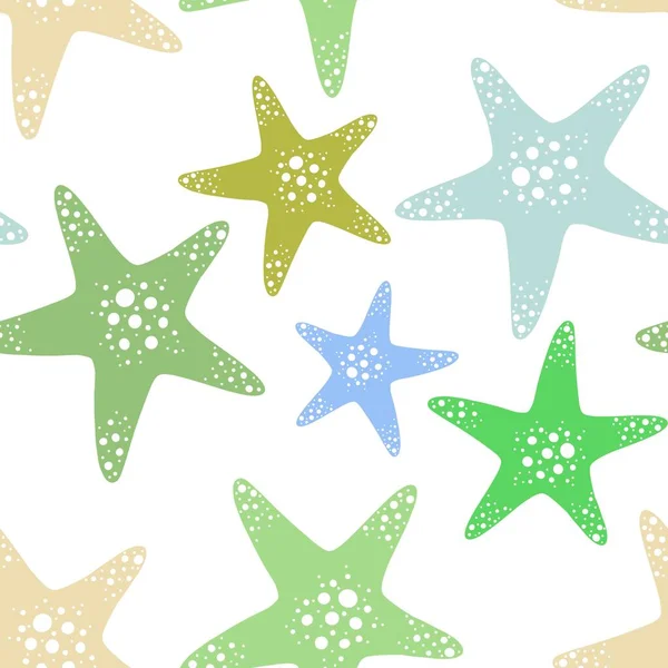 Summer Ocean Seamless Sea Star Pattern Clothes Print Accessories Kids — Stock Photo, Image