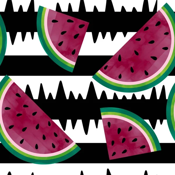 Καλοκαίρι Φρούτα Απρόσκοπτη Καρπούζι Καρπούζι Μοτίβο Φέτα Για Ρούχα Εκτύπωσης — Φωτογραφία Αρχείου